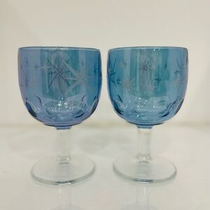 Vintage Bartlett Collins Atomic Star Thumbprint goblets